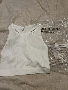 Zenana Outfitters White Ribbed Cropped Tank